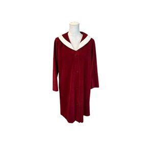 Vintage Vanity Fair Burgundy Velvet Robe With White Collar Size 12